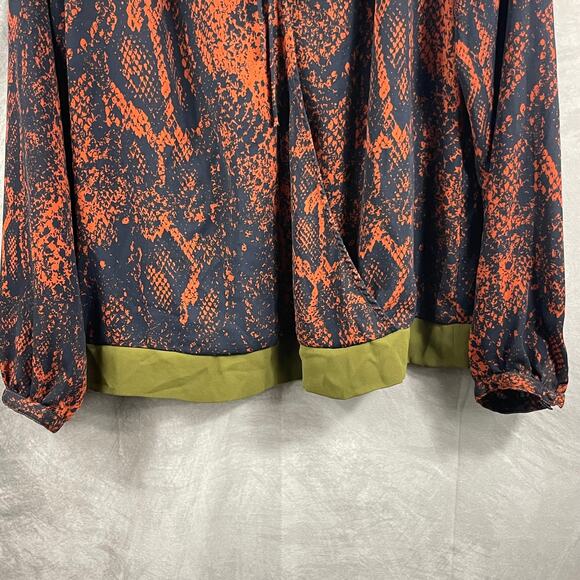 Cabi Blouse SMALL long sleeves faux criss cross relaxed fit tie V-neck work - Picture 15 of 16